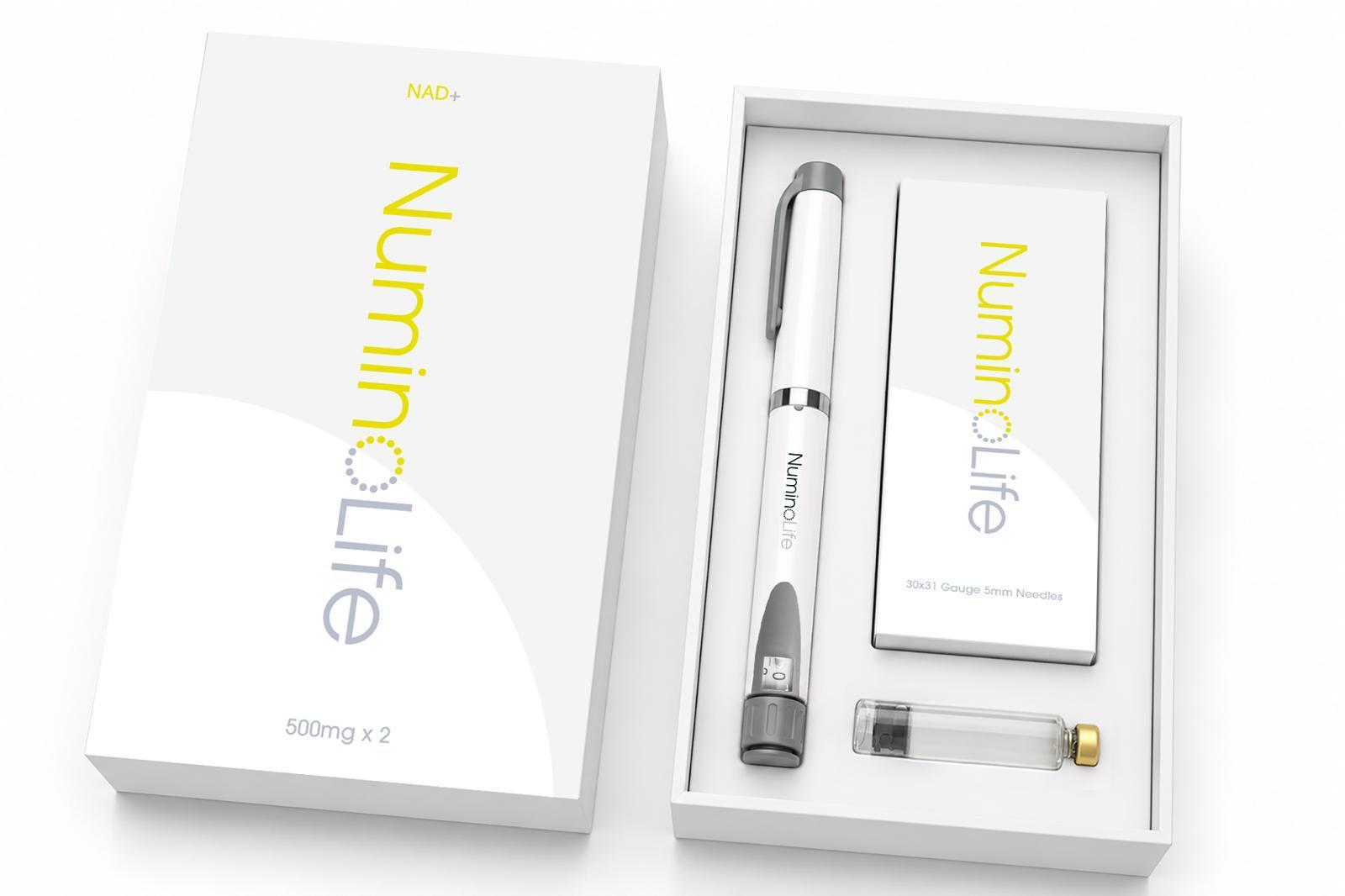 NuminoLife NAD+ Pen box, pen, two 500mg cartridges and needles